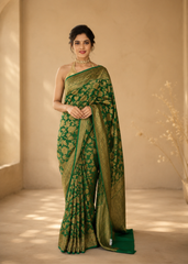 Pure Banarasi Khaddi Georgette Handwoven Hallmarked Saree