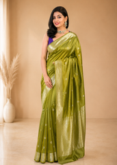 Mehira Handwoven Raw Mango Banarasi Silk Saree