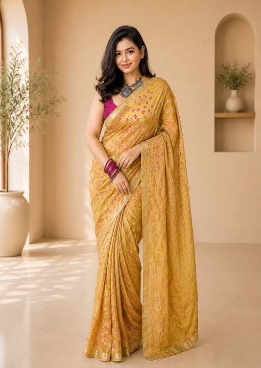 Aarohi – Lime Green Bandhani Elegance