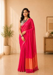 Rani Sitara Elegant Handloom Mul Saree