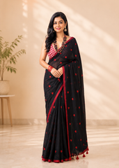 Black Love Knot Elegant Handloom Saree