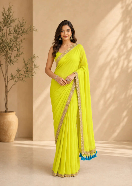 Neon Glow Handloom Mul Saree