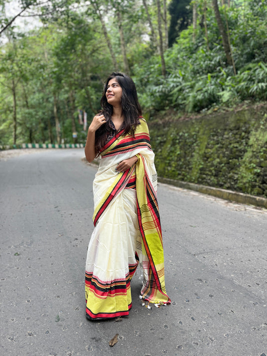 White Bengal Loom Saree