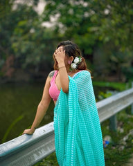 Verdant Breeze Mul Saree With Soft Green Earthy Tones