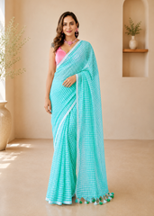 Verdant Breeze Mul Saree With Soft Green Earthy Tones