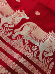 Crimson Gauvaibhav Borderless Kanchi Silk Pichwai Saree